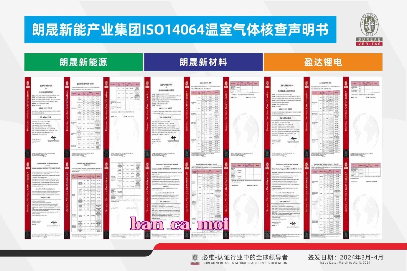 Tuyên bố xác minh khí nhà kính ISO14064 của Tập đoàn Năng lượng Langsheng